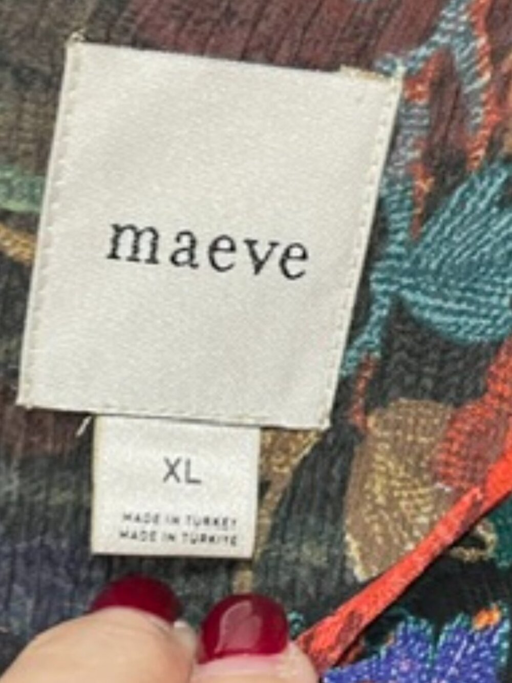 Maeve XL Black Floral Semi Shear Lined Long Sleeve Blouse EUC - Picture 7 of 9
